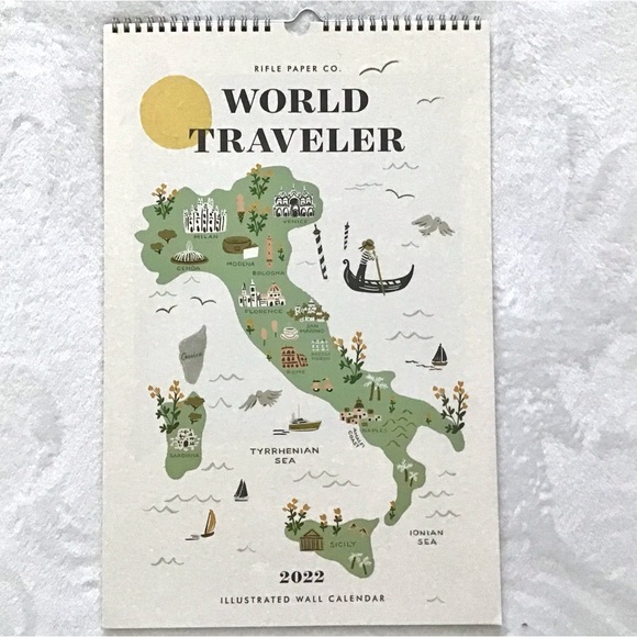 Anthropologie Rifle Paper Co. 12 Art Prints 2022 World Traveler Calendar NEW - Picture 5 of 7